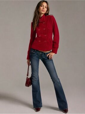 Vintage Tulle for Anthropologie Red Blend Peacoat Jacket
